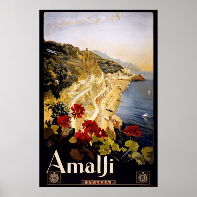 Amalfi Vintage Italian Travel Poster (Front)