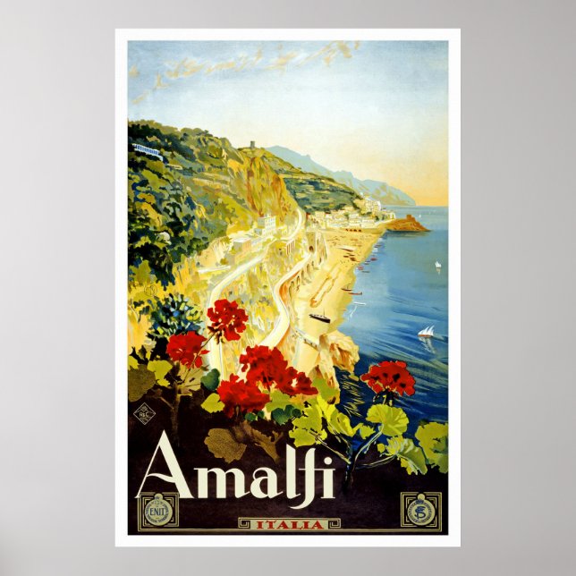 "Amalfi" Vintage Travel Poster (Front)