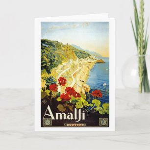 "Amalfi" Vintage Travel Poster Greeting Card