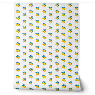 Amalfi Yellow Lemons Mediterranean Gingham Yellow Wallpaper