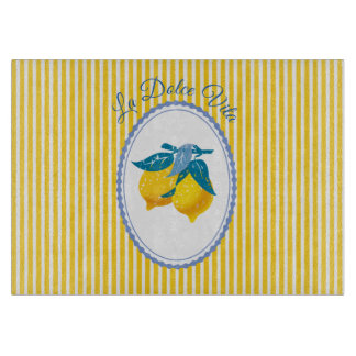 Amalfi Yellow Lemons Mediterranean Style Cutting Board