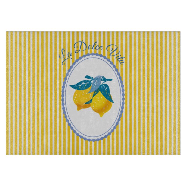 Amalfi Yellow Lemons Mediterranean Style Cutting Board (Front)