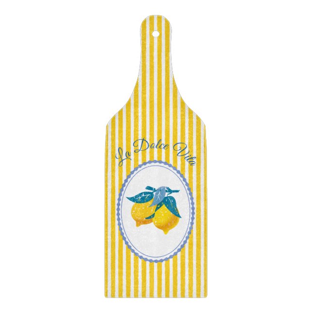 Amalfi Yellow Lemons Mediterranean Style Cutting Board (Front)