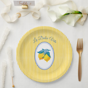 Amalfi Yellow Lemons Mediterranean Style Paper Plate