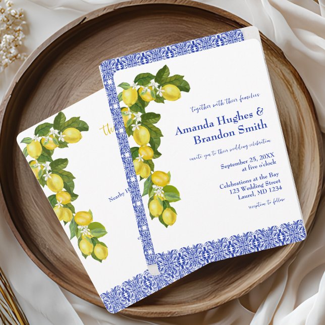 Amalfie Coast I Italian Lemon & Blue Tile Invitation (Amalfi Coast Invitation)