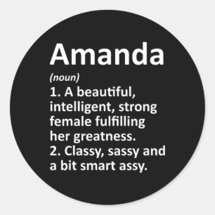 Amanda Definition Personalized Name Funny Christma Classic Round Sticker