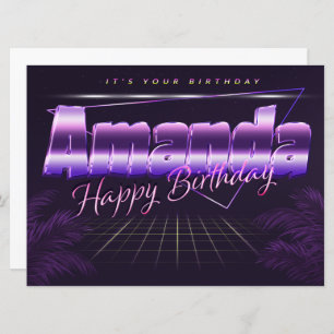 Amanda Name First name pura retro card Birthday