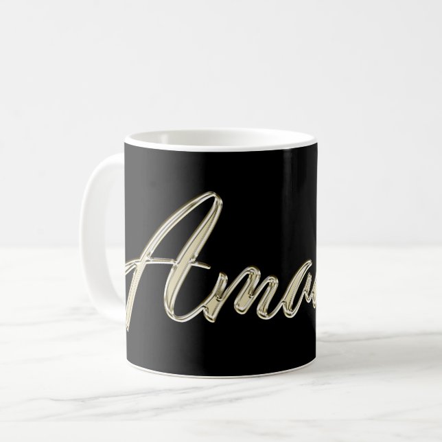 Amanda white Handwriting Tasse Kaffeetasse Coffee Mug (Front Left)