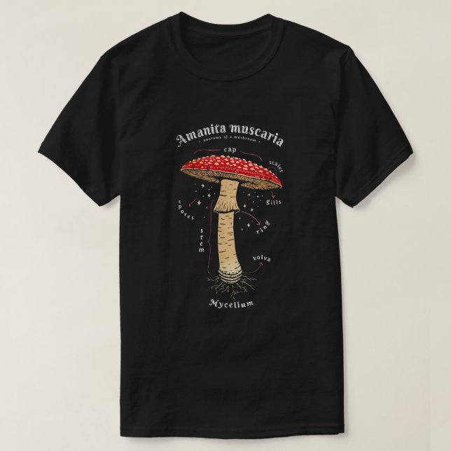 Amanita muscaria Mushroom definition latin art  T-Shirt (Design Front)