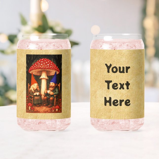 Amanita Mushroom and Gnomes Can Glass (Insitu (Wedding))