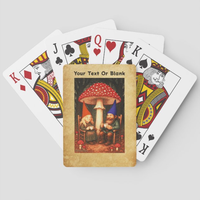 Amanita Mushroom and Gnomes Playing Cards (Back)