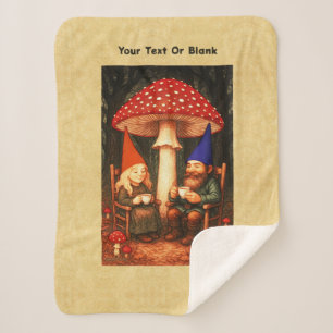 Amanita Mushroom and Gnomes Sherpa Blanket