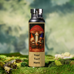 Amanita Mushroom and Gnomes Water Bottle