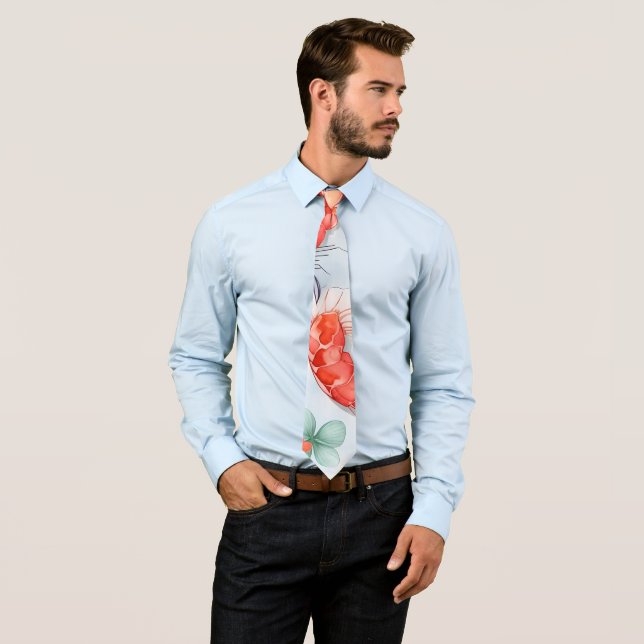Amano Shrimp Watercolor Colourful Pattern Tie (In Situ)