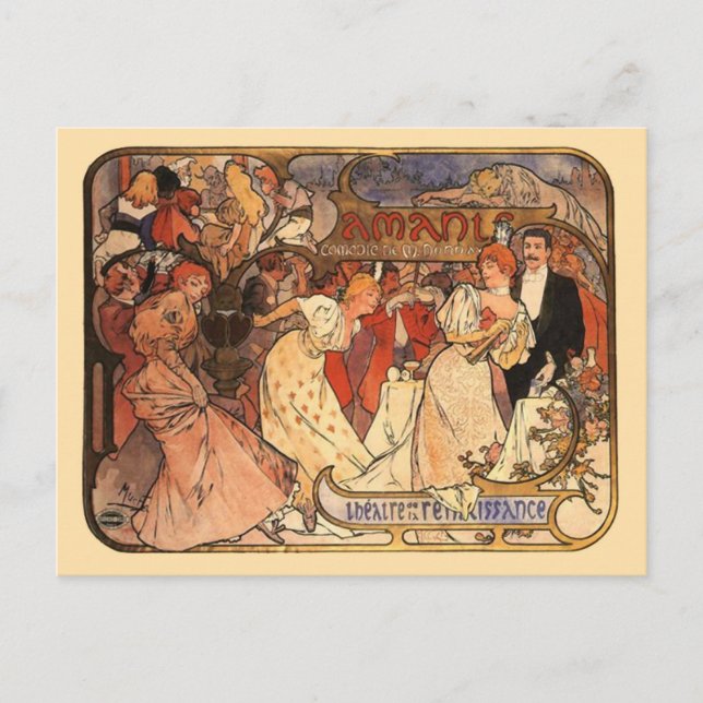 Amants, Alphonse Mucha Postcard (Front)