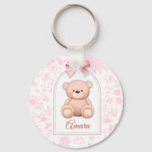 Amara   Custom Pink Teddy Bear Nursery Design  Keychain