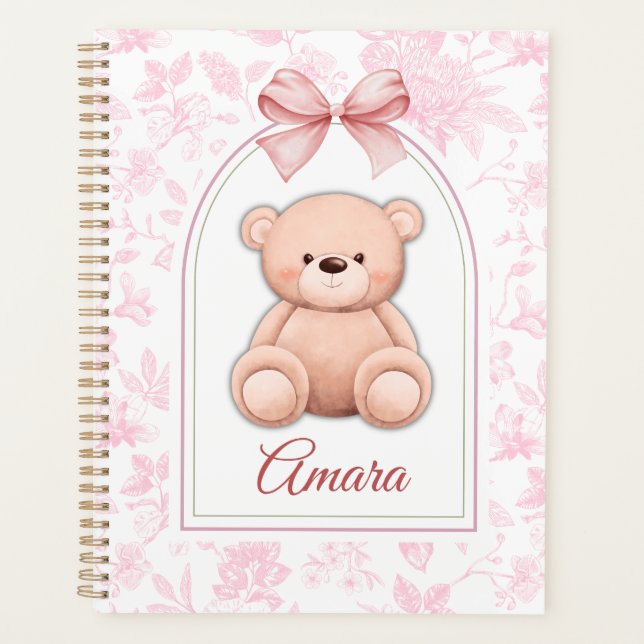 Amara | Custom Pink Teddy Bear Nursery Design  Planner (Front)