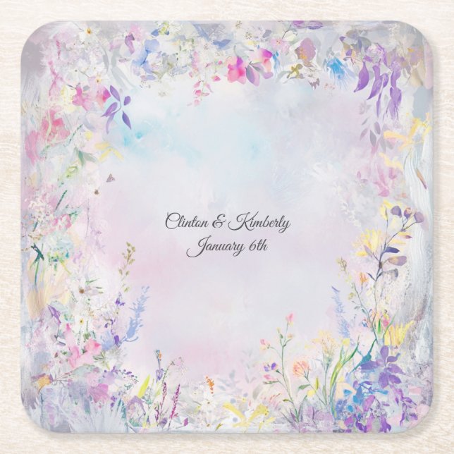 Amara Customizable Square Paper Coaster (Front)