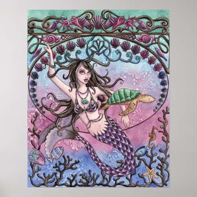 Amara - Poster de sirène Art Nouveau (Devant)