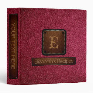 Amaranth deep purple Leather Elegant Monogram Binder