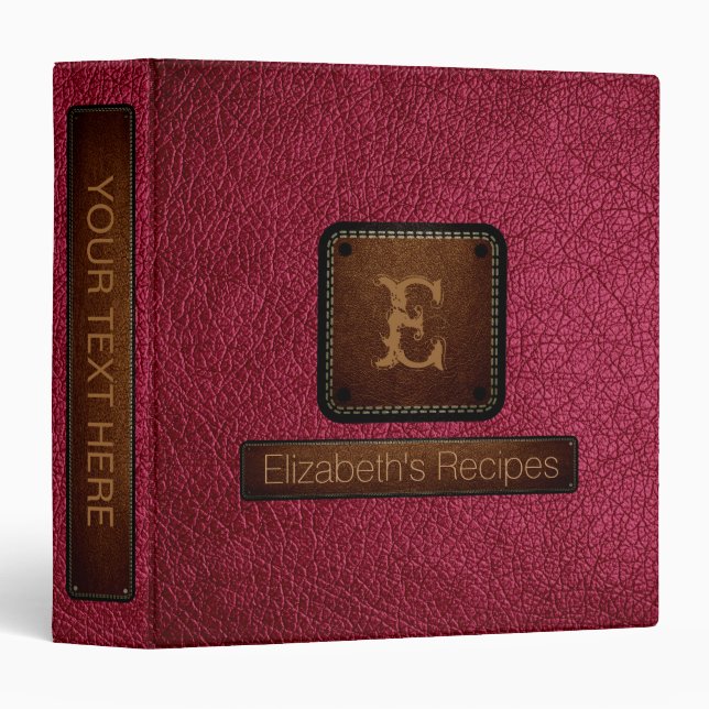 Amaranth deep purple Leather Elegant Monogram Binder (Front/Spine)