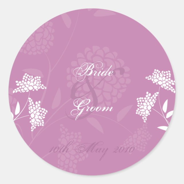 Amaranth Floral Wedding Sticker :: Pink (Front)