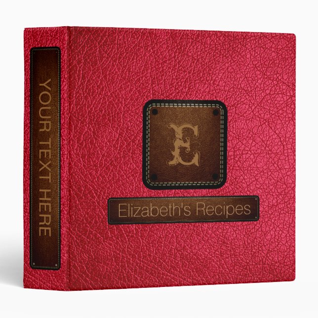 Amaranth Leather Elegant Monogram Binder (Front/Spine)