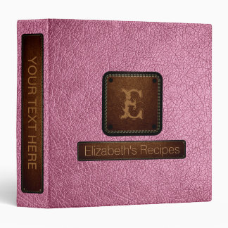 Amaranth pink Leather Elegant Monogram Binder