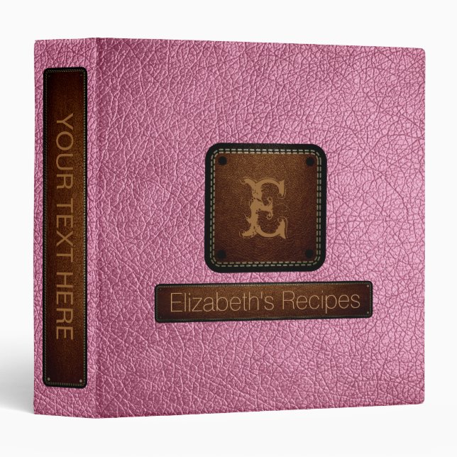 Amaranth pink Leather Elegant Monogram Binder (Front/Spine)