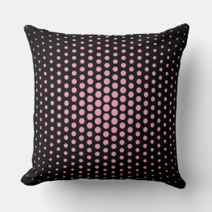 Amaranth pink Techno Dots Modern Black Throw Pillow