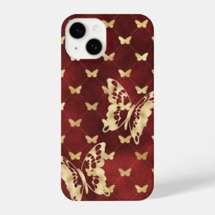 Amaranth Velvet Golden Butterflies iPhone 14 Cases