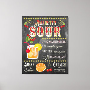 Amaretto Sour Chalkboard Recipe Canvas Print