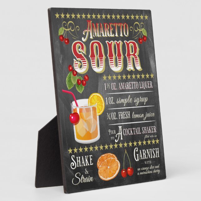Amaretto Sour Chalkboard Recipe Plaque (Side)