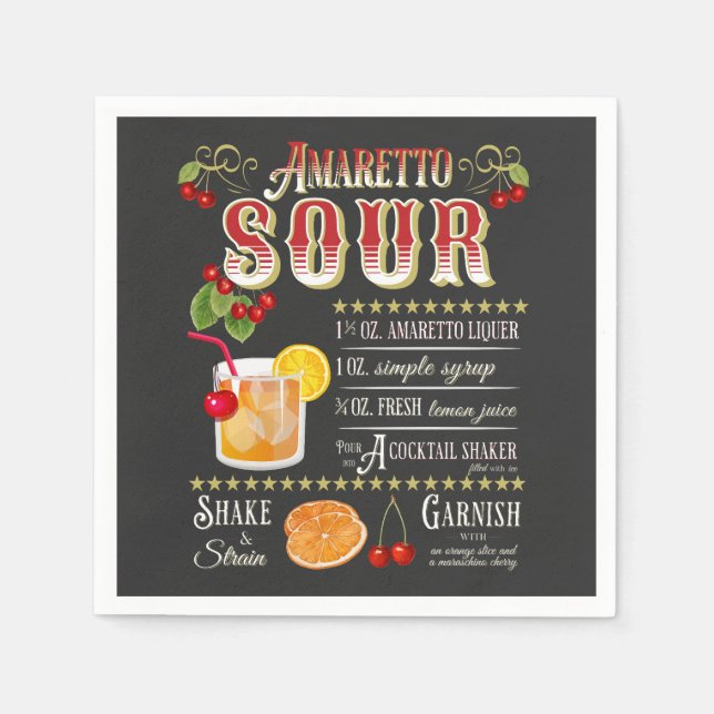 Amaretto Sour Recipe Napkin (Front)