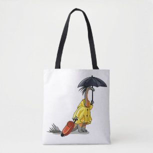 Amargasaurus Holding Umbrella And Suitcase. Tote Bag