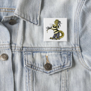 Amargasaurus Posing As Freddy Krueger. 2 Inch Square Button