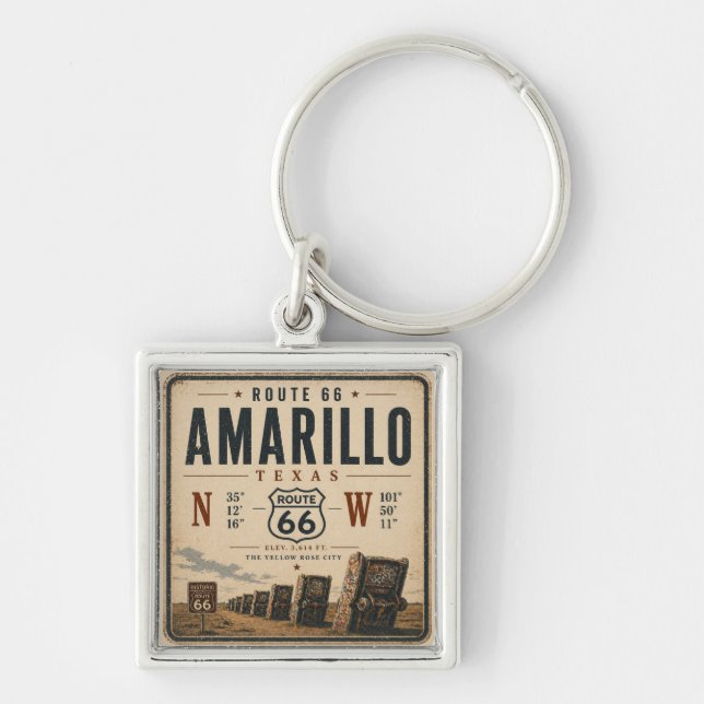Amarillo Route 66 Coordinates Keepsake Keychain (Front)