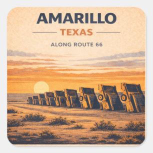Amarillo Route 66 Sunset Highway Decal Gift Square Sticker
