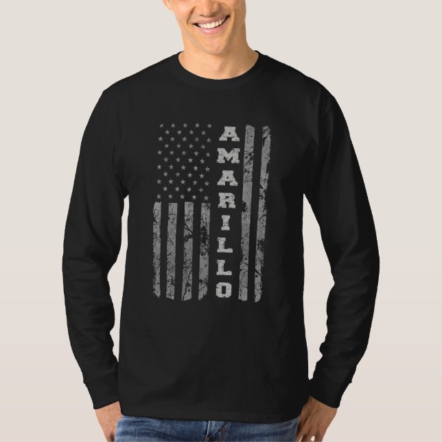 Amarillo Texas American Flag T-Shirt (Front)