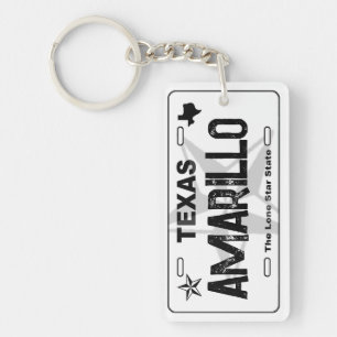 Amarillo Texas black license plate keychain