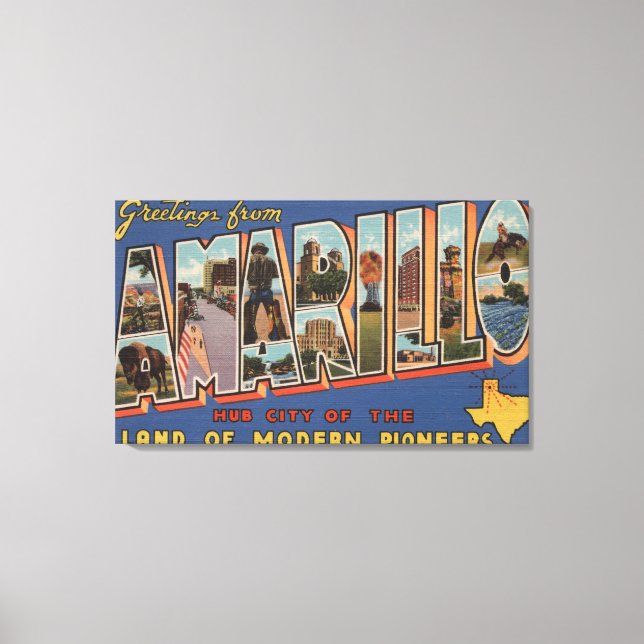 Amarillo, Texas - Large Letter Scenes Canvas Print (Front)