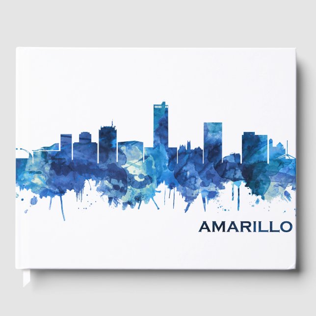 Amarillo Texas Skyline Blue Guest Book (Front)