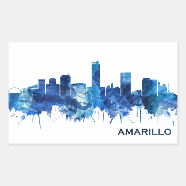 Amarillo Texas Skyline Blue Sticker (Front)