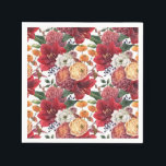 Amaryllis and Chrysanthemums Floral Pattern Napkin<br><div class="desc">These botanical paper napkins add a floral accent to your event table setting. It features a floral pattern of amaryllis,  ranunculus,  anemones and chrysanthemums. These moody floral paper napkins are perfect for any occasion. Matching items are available.</div>
