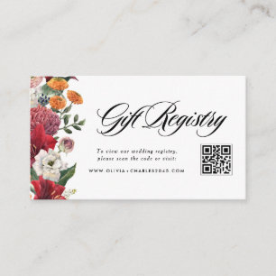 Amaryllis and Mums Wedding QR Code Registry Enclosure Card