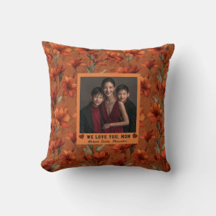 Amaryllis Bouquet Cat Mom Rustic Decor Classic Throw Pillow