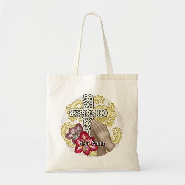 Amaryllis Christian Cross Tote Bag (Front)