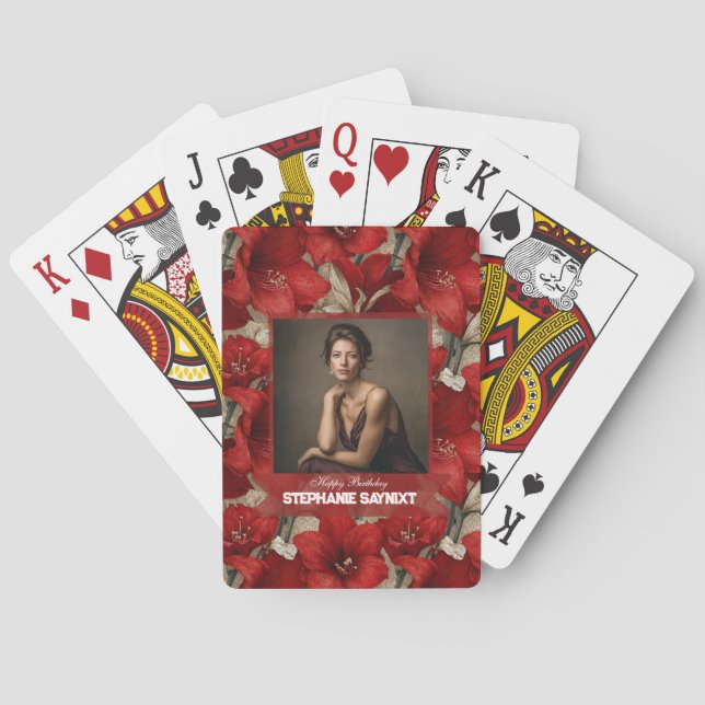 Amaryllis Flower 40Th Birthday Present Playing Cards (Back)