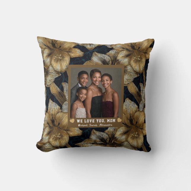 Amaryllis Flower Best Mama Ever Interior Design  Throw Pillow (Front)