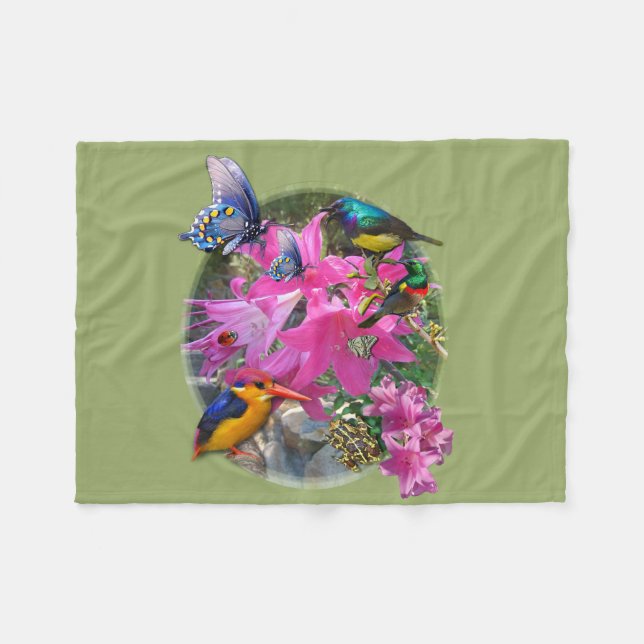 Amaryllis-flower Garden meeting Fleece Blanket (Front (Horizontal))